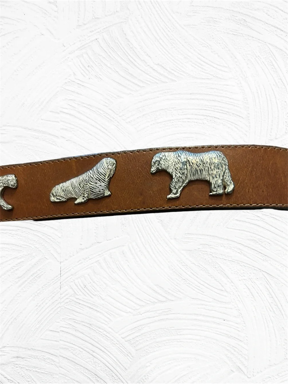 Vintage Honest Leather & Brass Safari Animal Belt